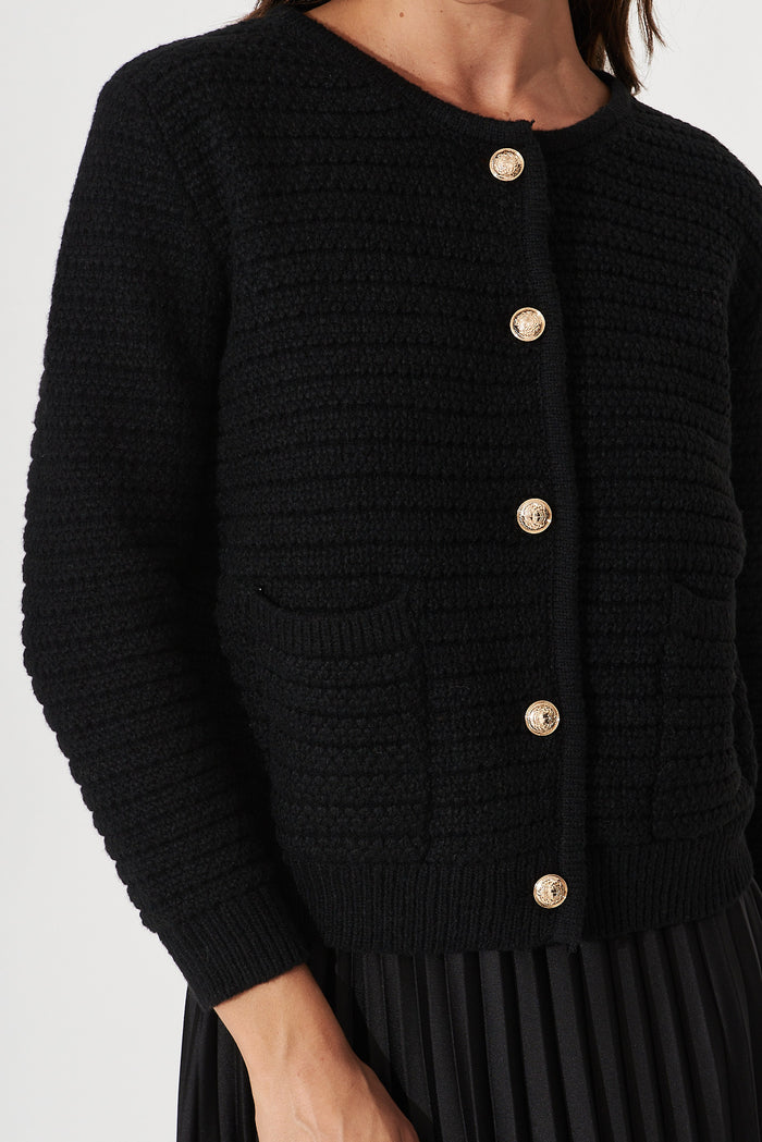 Cartagena Knit Jacket In Black - detail