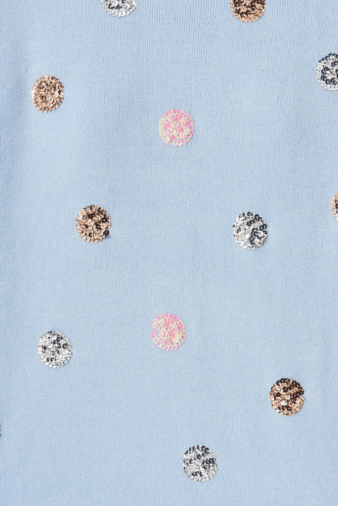 Snowdrop Knit In Blue Sequin Spot Wool Blend- fabric