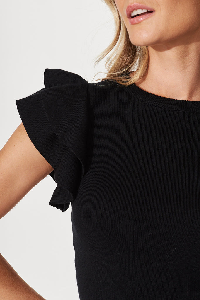 Brookvale Knit Top In Black Cotton Blend - detail