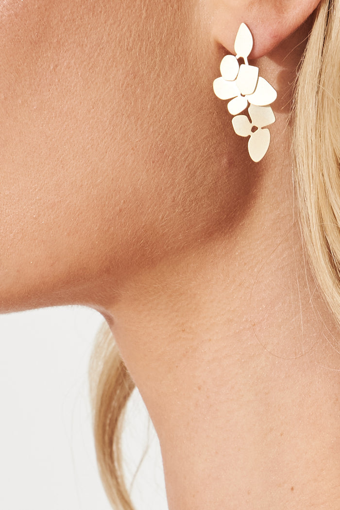 August + Delilah Boracay Drop Earrings In Gold - side close up