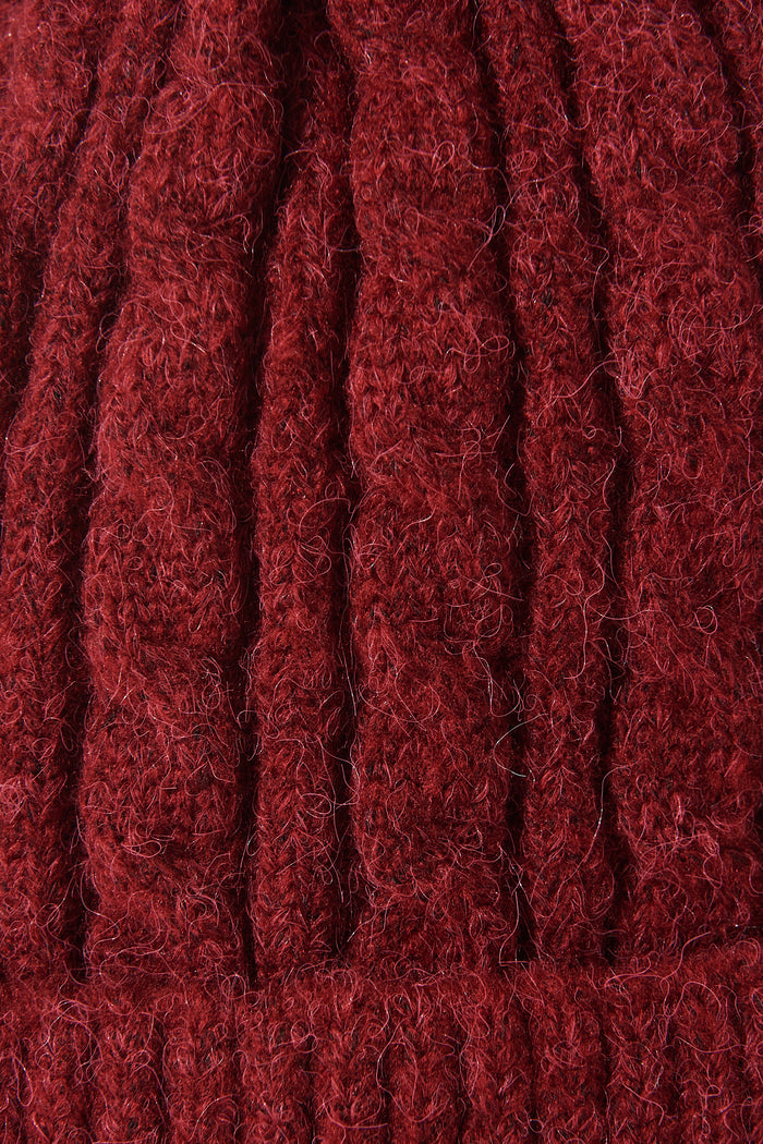 August + Delilah Trace Knit Beanie In Fuchsia With Pom Pom - fabric