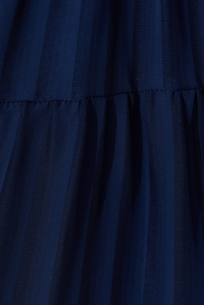 Modica Midi Dress In Navy Chiffon - fabric