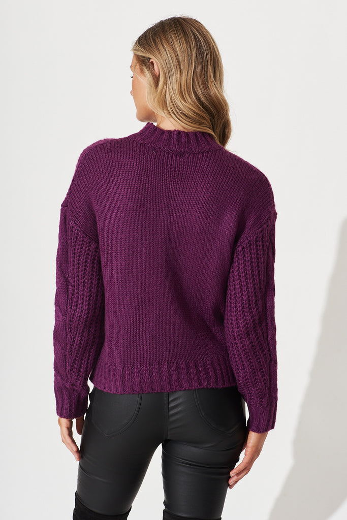 Notting Knit In Dark Purple Cotton Blend - back