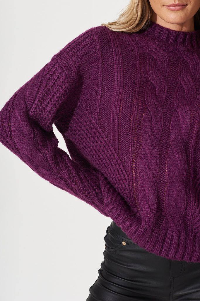 Notting Knit In Dark Purple Cotton Blend - detail