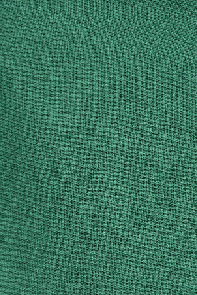 Castleton Midi Shirt Dress In Dark Green Linen - fabric