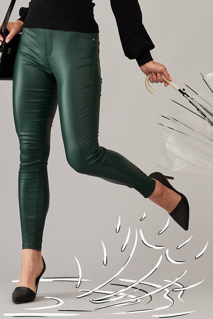 Sandy Pant In Emerald Leatherette