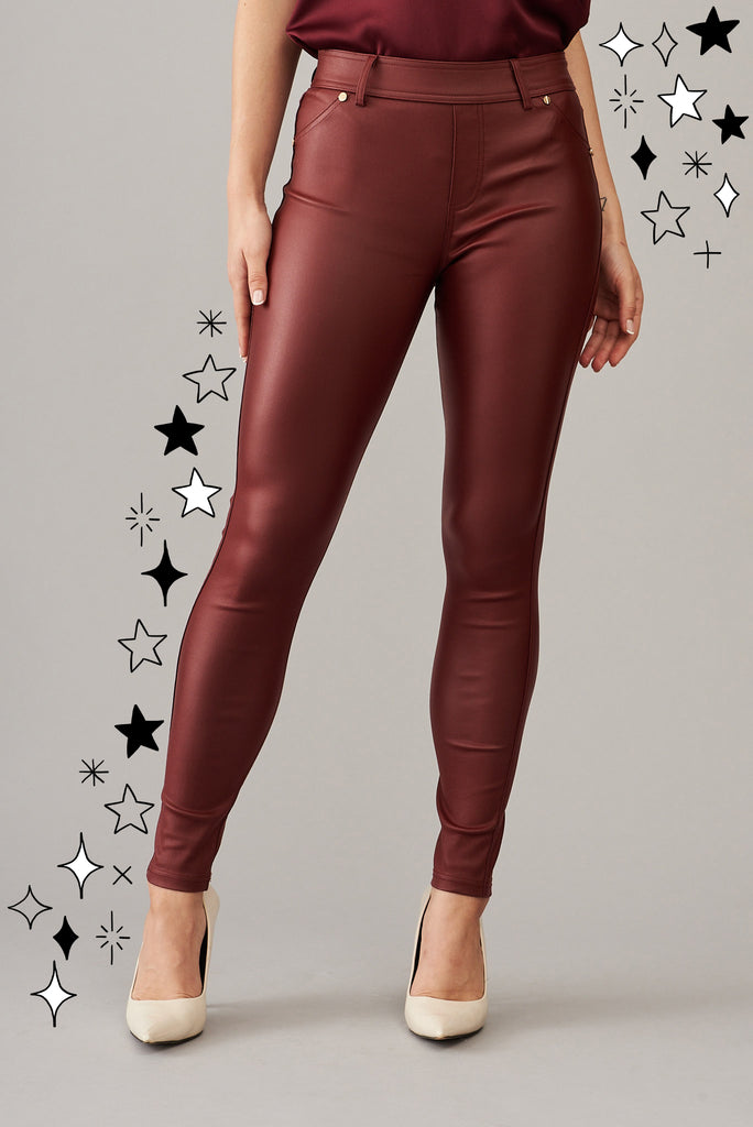 Sandy Pant In Wine Leatherette