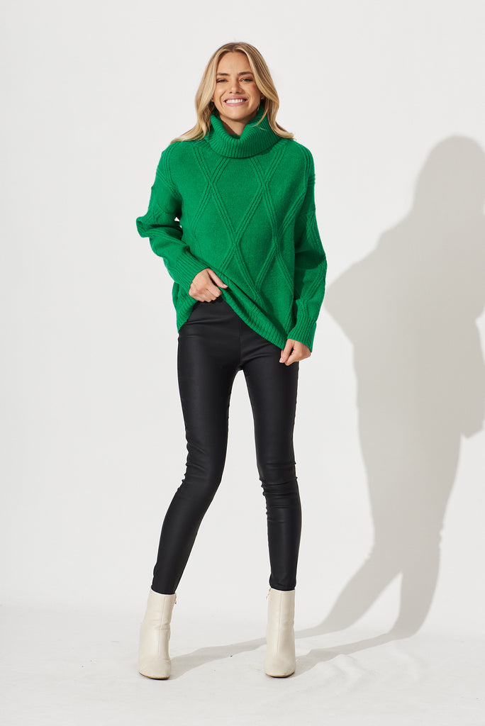 Potsgrove Knit In Green Wool Blend - full length