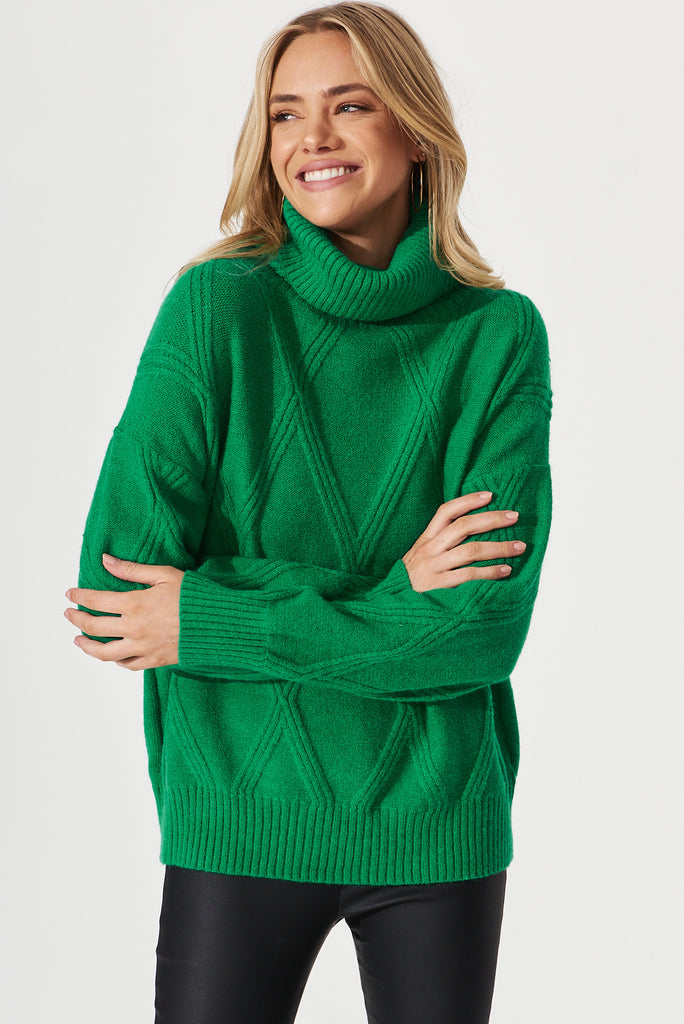 Potsgrove Knit In Green Wool Blend - front