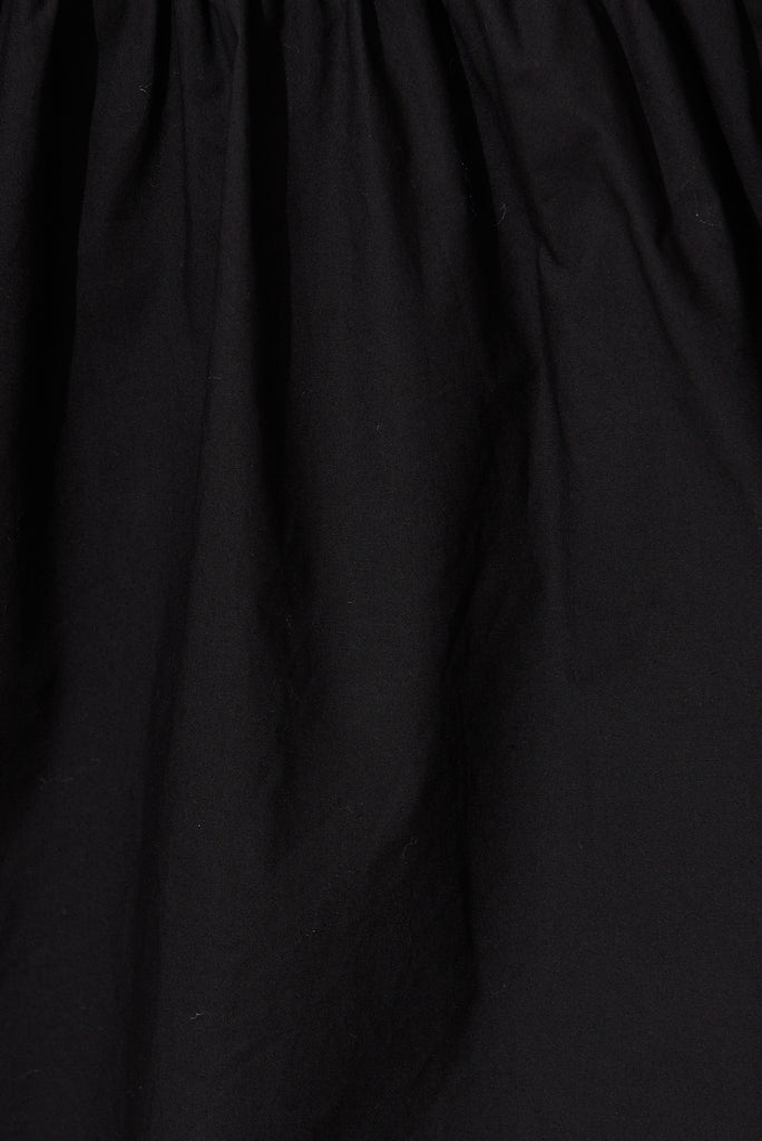 Cornellie Midi Shirt Dress In Black Cotton - fabric