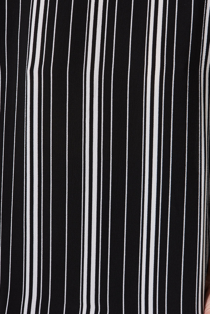 Rejina Top In Black With White Stripe Crepe - fabric