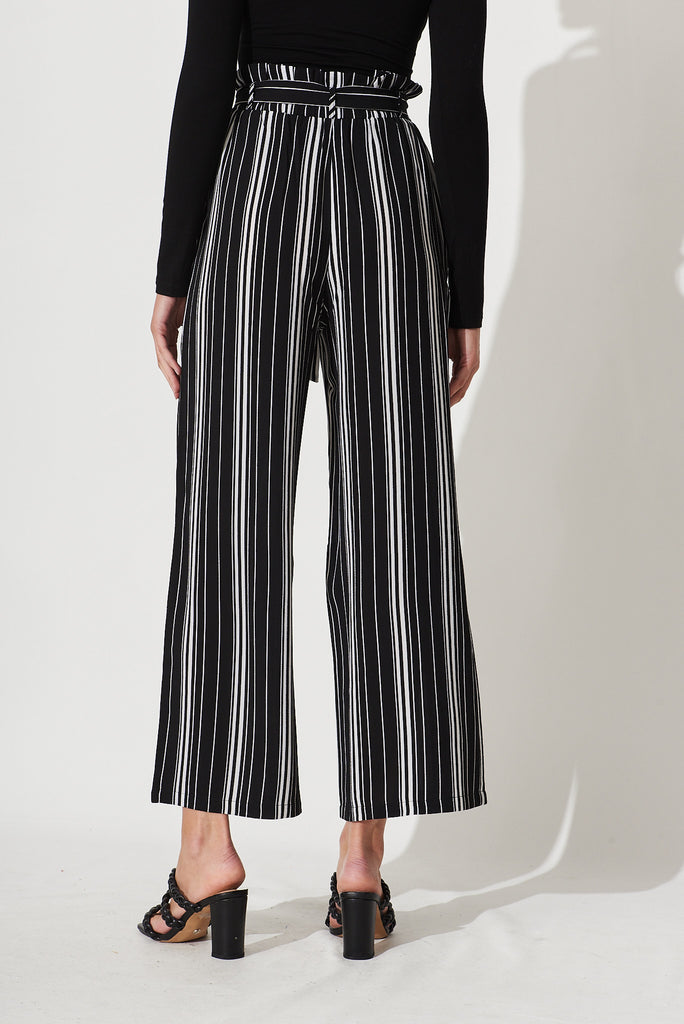 Darlene Pants In Black With White Stripe Crepe – St Frock