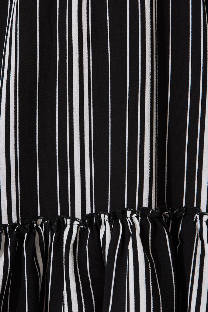 Milestone Dress In Black With White Stripe Crepe - fabric