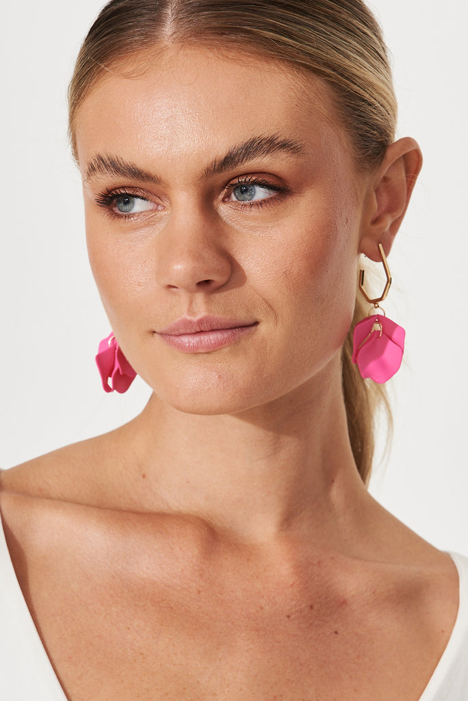 August + Delilah Angie Drop Earrings In Hot Pink - front