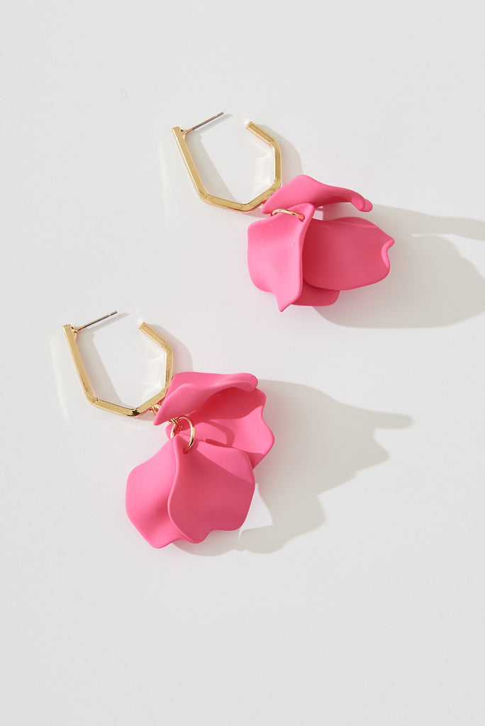 August + Delilah Angie Drop Earrings In Hot Pink - full length