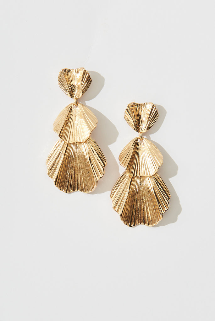 August + Delilah Primrose Drop Earrings In Gold - flatlay