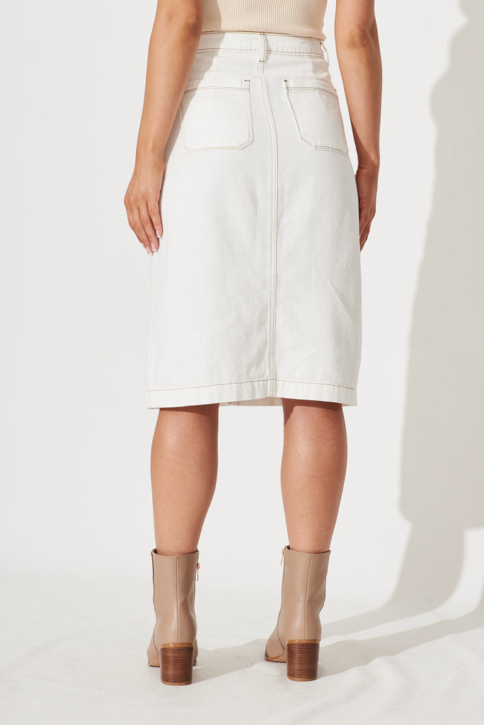 Sunflower Denim Skirt In White - back