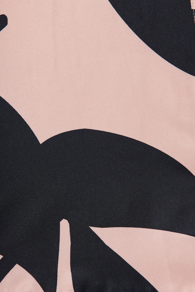 Giulia Shirt Dress In Mocha With Black Print - fabric