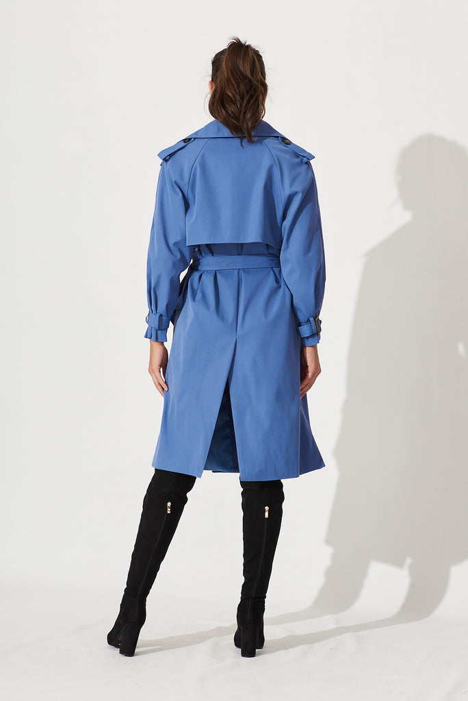 Trainor Trench Coat In Blue - back