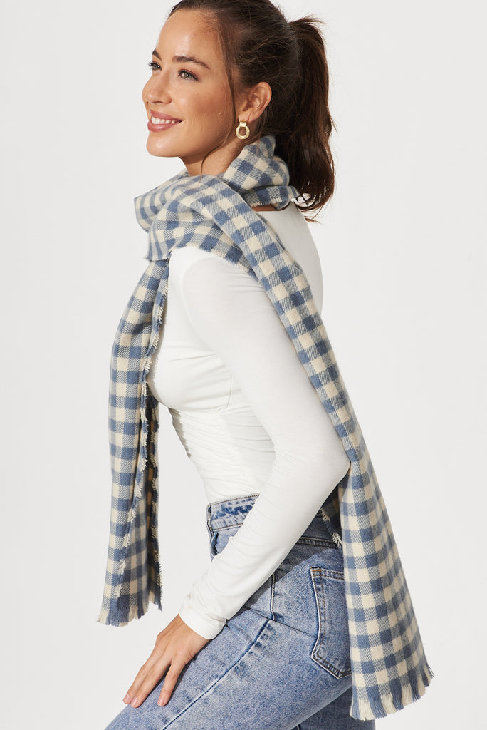 August + Delilah Aubrey Knit Scarf In Grey Gingham - side