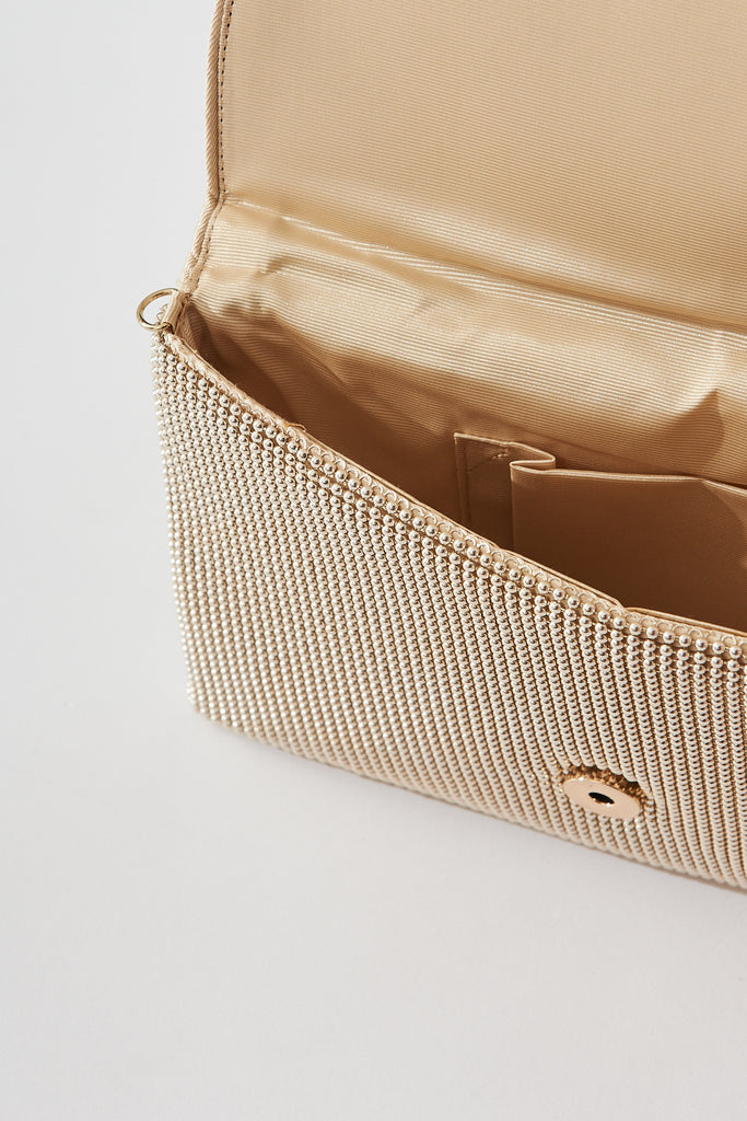 August + Delilah Charlene Envelope Clutch Bag In Gold - detail