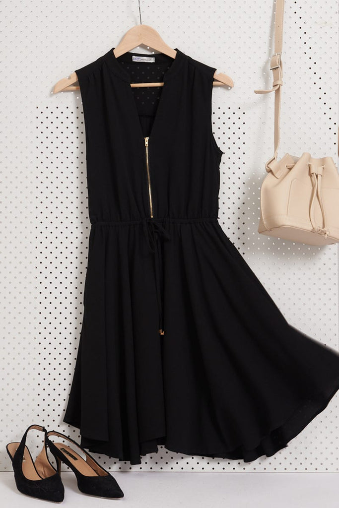 Danica Zip Dress In Black