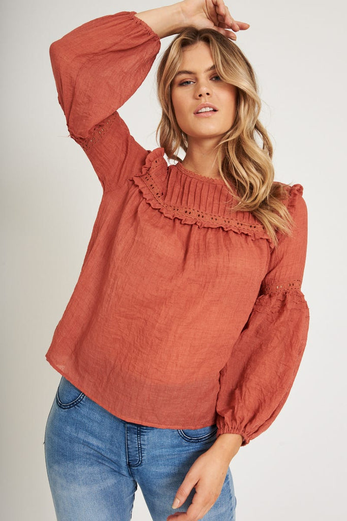 Calla Smock Top in Dusty Rose