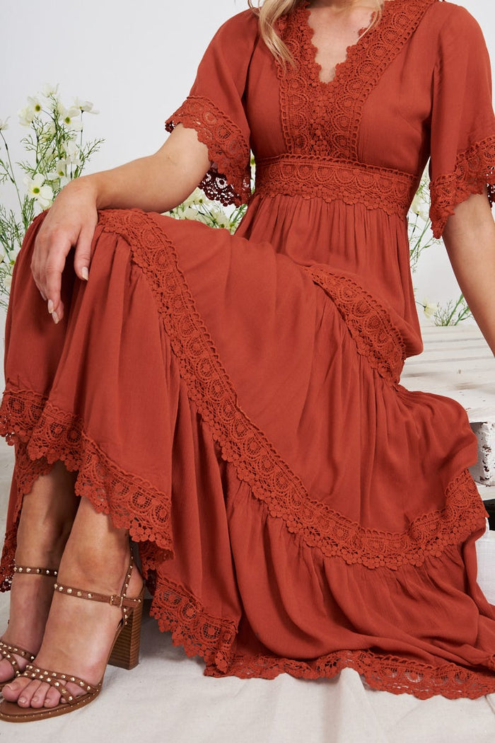 Mona Maxi Dress In Rust St Frock Mona Maxi Dress In Rust St Frock
