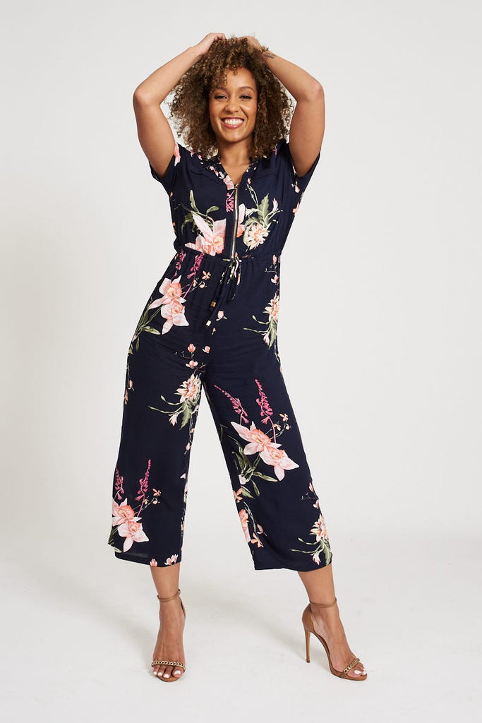 Valentina Jumpsuit in Navy with Blush Floral